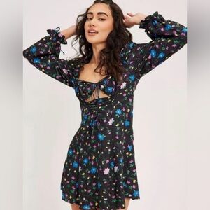 For Love And Lemons Black Floral Mini Dress